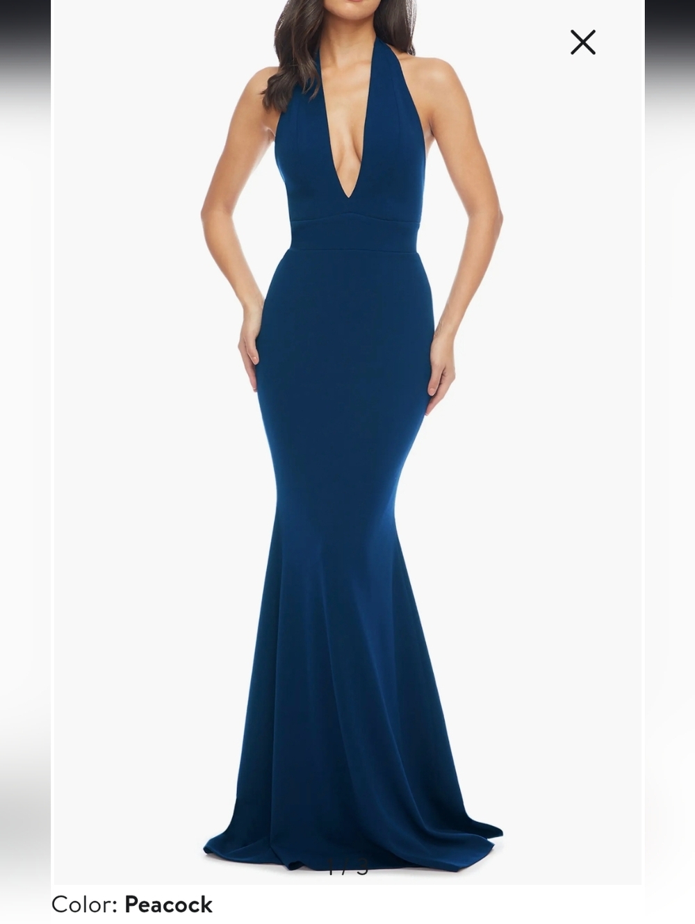 Dress the Population Peacock Blue Plunge Maxi Gown